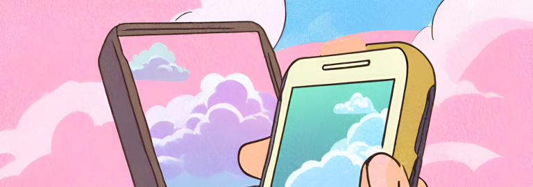 Smartphone vor Wolken