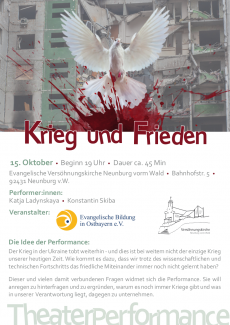 Plakat Krieg und Frieden Performance