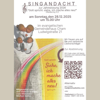 Singende Engel neben der Jahreslosung 2026