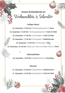 Liste mit Gottesdienstzeiten